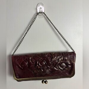 Patricia Nash Brown Convertible Clutch/Shoulder Bag w/ Kiss-lock Closure, NWOT